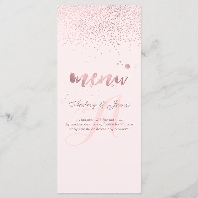 PixDezines Dazzled Faux Rosa Gold Menu (Anverso)
