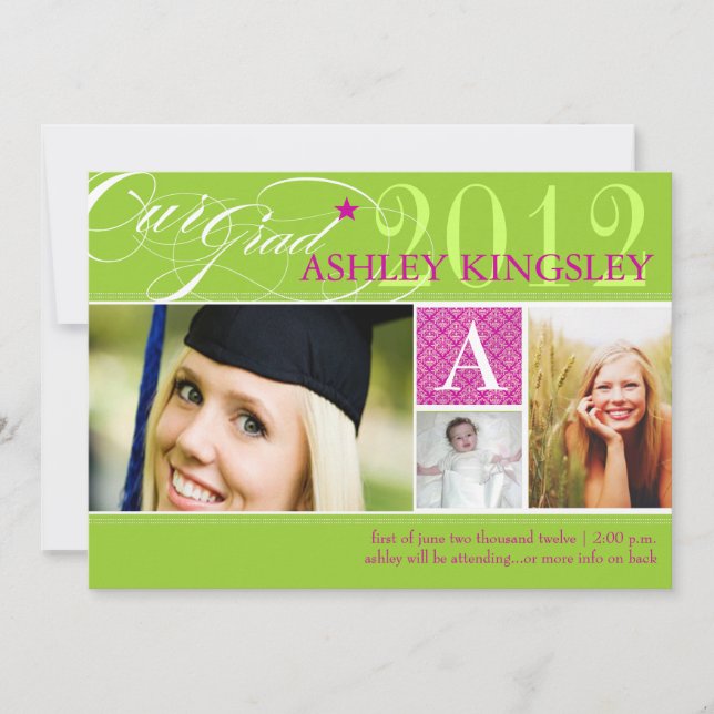 PixDezines diy colores, invitación de grados (Anverso)