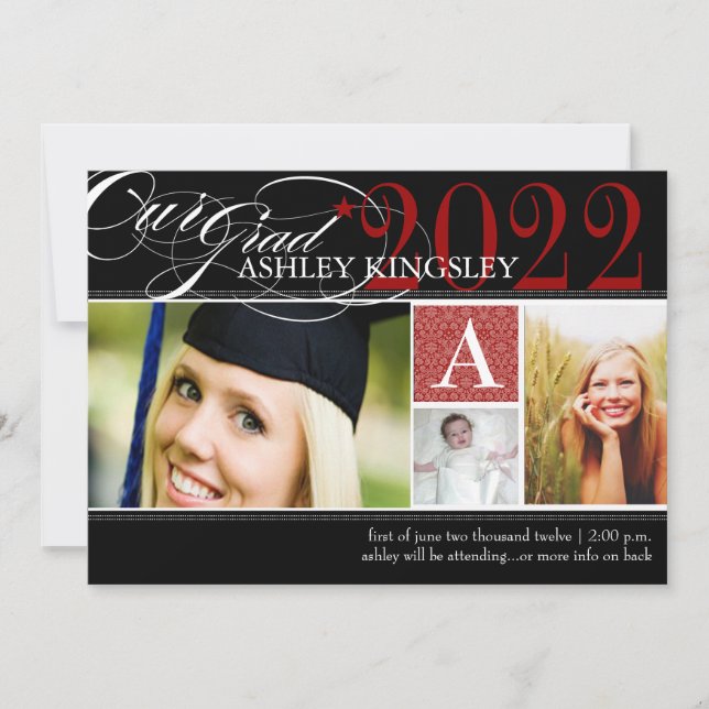 PixDezines diy colores, invitación de grados (Anverso)