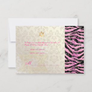 PixDezines GRANDES RSVP Zebra/Damask Bat Mitzvah