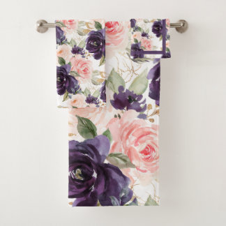 PixDezines H2 Aubergine y Rosas Rosa Pálido