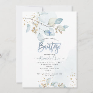 PixDezines H2 Eucalipto Invitación Bautizo