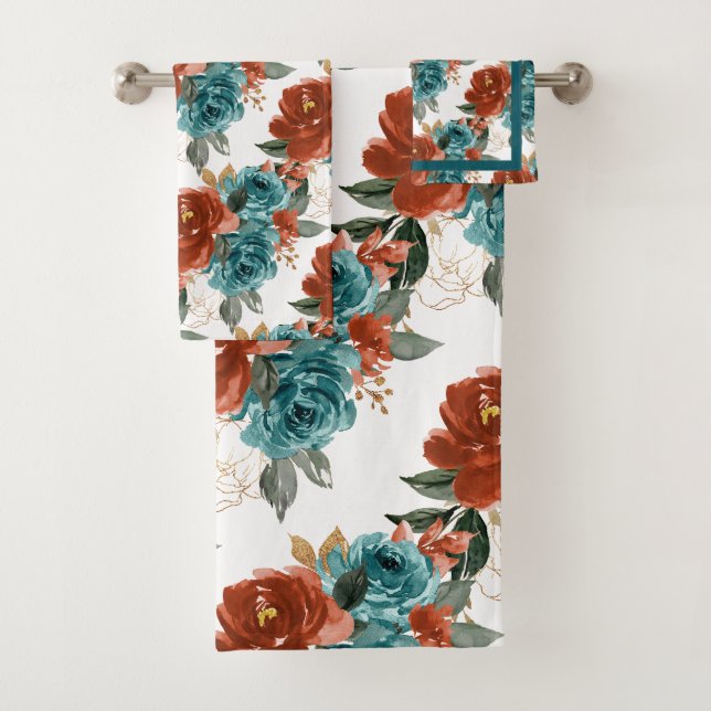 PixDezines H2 Flores Rosas Naranja Óxido Teal   (In situ)