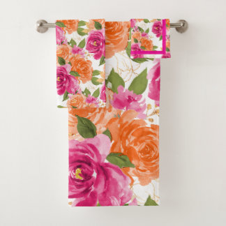 PixDezines H2 Flores Rosas Naranja Rosa Intenso