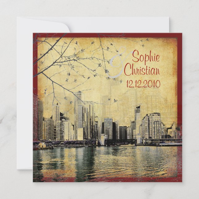 PixDezines Invitaciones de Chicago Lakeshore Skyli (Anverso)