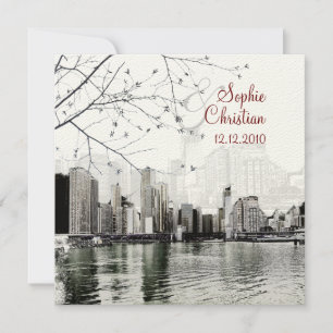 PixDezines Invitaciones de Chicago Lakeshore Skyli