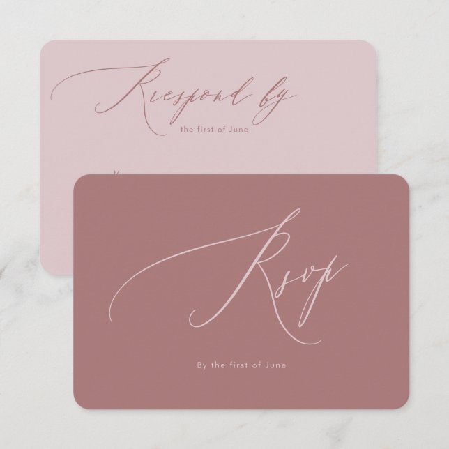 PixDezines Luxe Caligraphy Dusty Rosa RSVP (Anverso / Reverso)