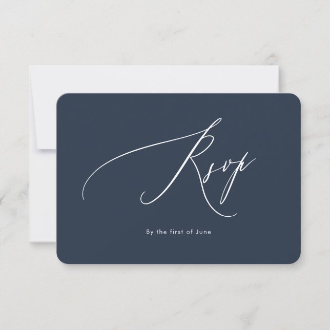 PixDezines Luxe Caligraphy Navy Blue RSVP (Anverso)