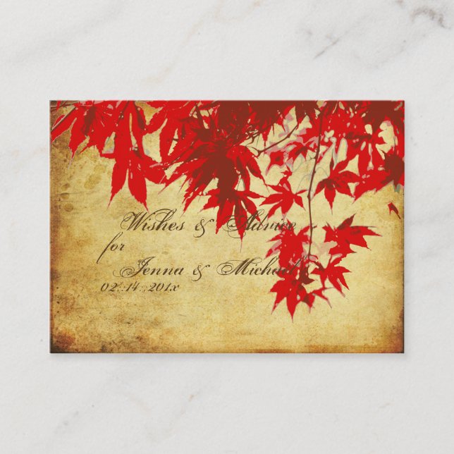 PixDezines Maple rojo vintage, tarjetas de consejo (Anverso)