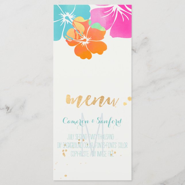 PixDezines Menú Hibiscus/Rosa/Azul/Naranja (Anverso)