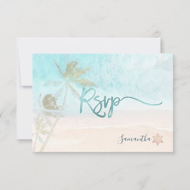 PixDezines Mitzvah RSVP Breezy Beach Palmeras (Anverso)