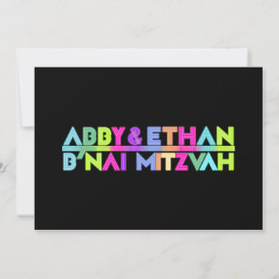 PixDezines Neon Lights B'nai Mitzvah ✡ Invitación