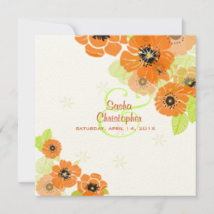PixDezines Retro Poppies Invitaciones de Boda