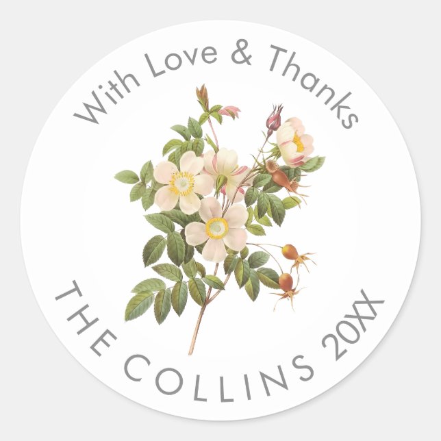 PixDezines Rosas de Crema Vintage Gracias Pegatina (Anverso)