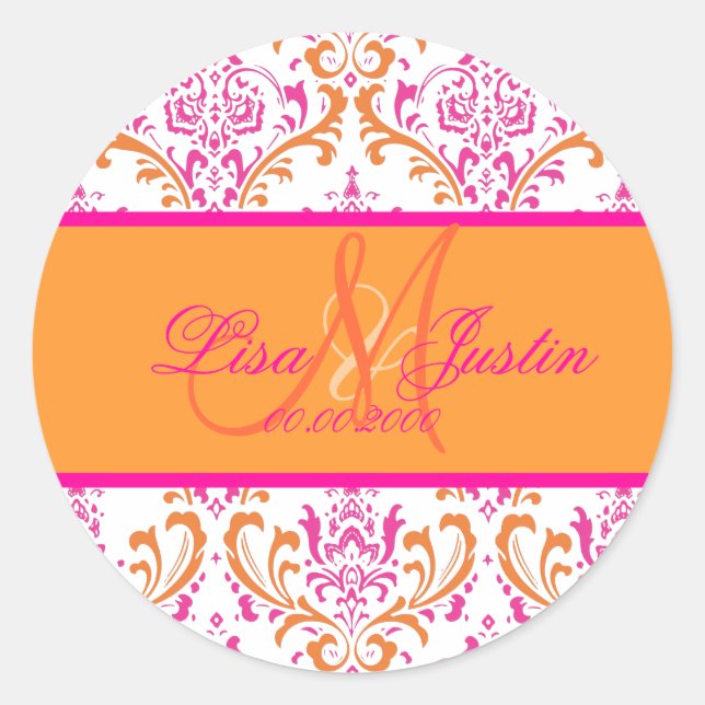 PixDezines Rossi Damask, adhesivos de monograma (Anverso)