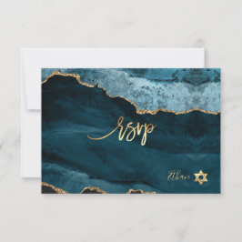 PixDezines RSVP Acuarela Ágata Teal Bar Mitzvah✡