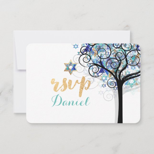 PixDezines rsvp árbol de la vida Bat Mitzvah (Anverso)