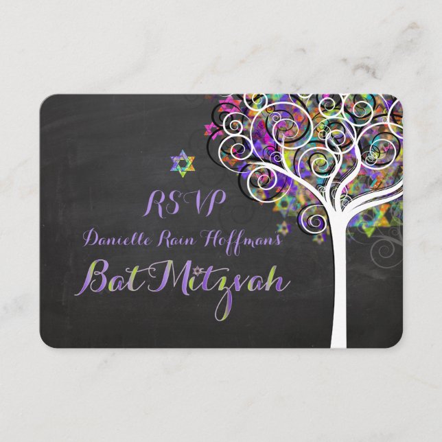 PixDezines rsvp árbol de la vida Bat Mitzvah (Anverso)