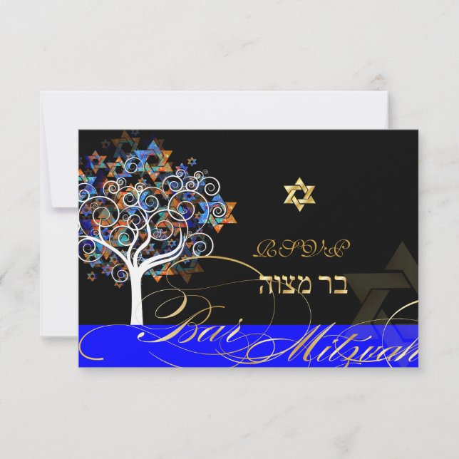 PixDezines rsvp árbol de life+stars, Bar Mitzvah (Anverso)
