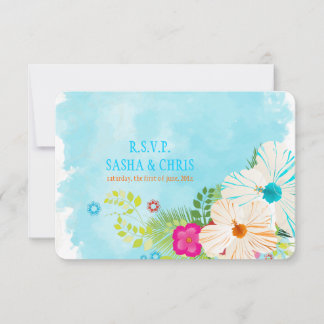 PixDezines rsvp azul+hibisco naranja