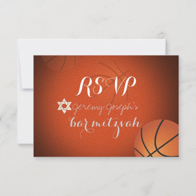 PixDezines RSVP Bar de baloncesto Mitzvah ✡ (Anverso)