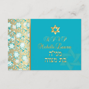 PixDezines rsvp barra grunge mitzvah/azul/oro