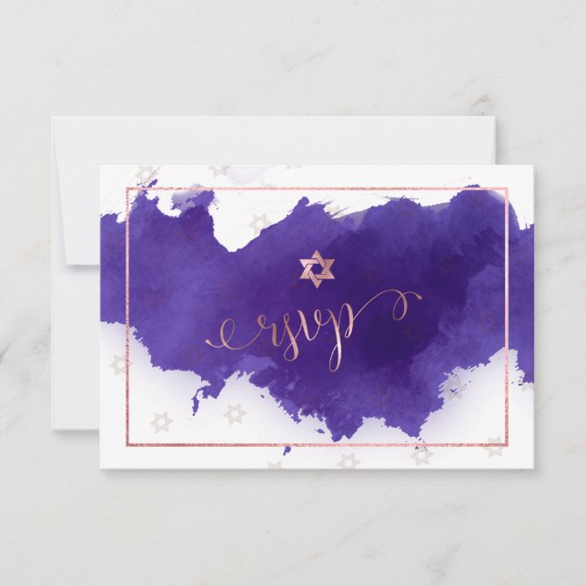 PixDezines RSVP Bat Mitzvah , color de agua morado (Anverso)