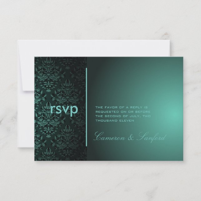 PixDezines RSVP Bijoux Damask/Verde Verde azulado (Anverso)