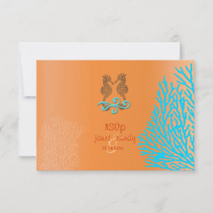 PixDezines rsvp Blue Coral+Seahorse, fiesta de pla