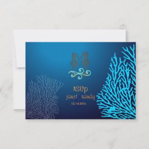 PixDezines rsvp Blue Coral+Seahorse, fiesta de pla