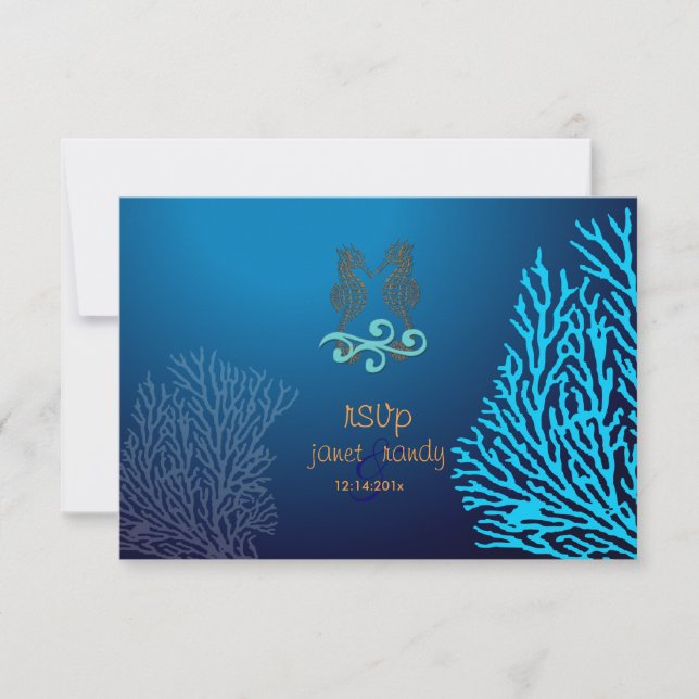PixDezines rsvp Blue Coral+Seahorse, fiesta de pla (Anverso)