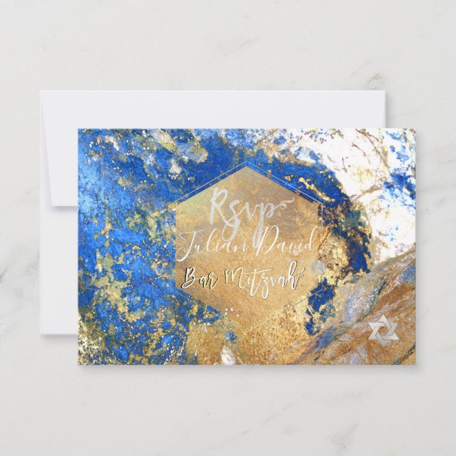 PixDezines RSVP Blue Granite Bar Mitzvah ✡ (Anverso)