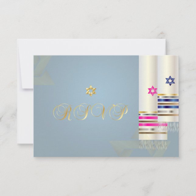 PixDezines RSVP Blue/Pink Tallits/B'nai Mitzvah (Anverso)