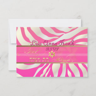 PixDezines rsvp Cebra rosa, Mitzvah murciélago/col
