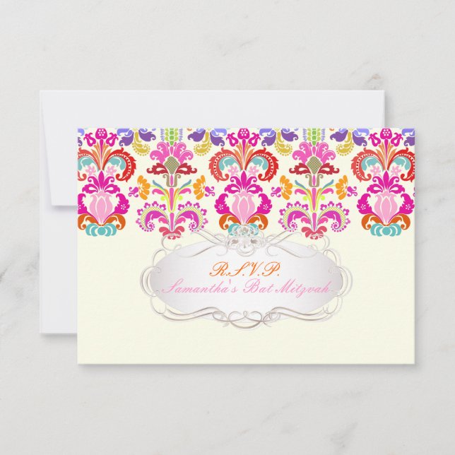 PixDezines rsvp color Isabella damasco/bar mitzvah (Anverso)