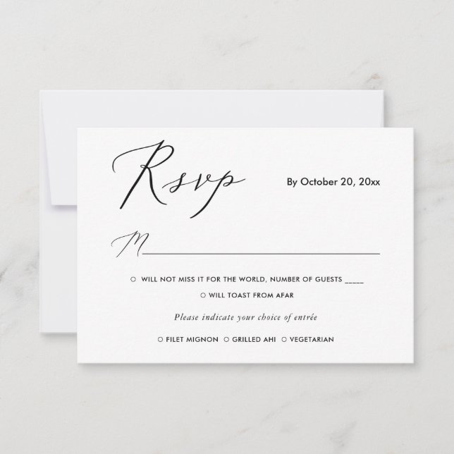 PixDezines RSVP con comidas, caligrafía elegante (Anverso)