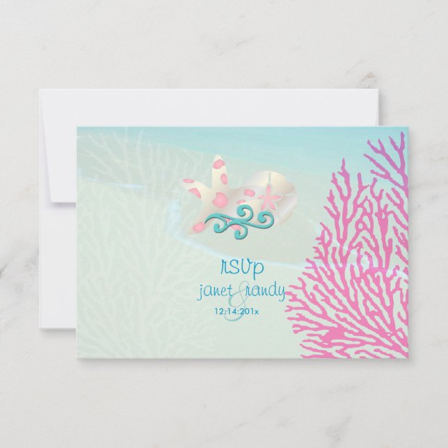 PixDezines rsvp coral rosa+pez estrella, fiesta de (Anverso)