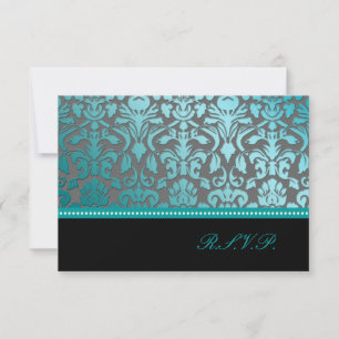 PixDezines rsvp damasco de flora en azul turquesa/