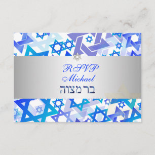 PixDezines rsvp estrellas mod/bar mitzvah/azul/pla