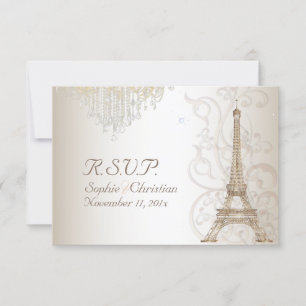 PixDezines RSVP Faux Bronze Torre Eiffel/Champagne