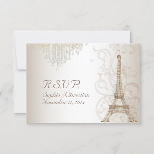 PixDezines RSVP Faux Bronze Torre Eiffel/Champaña
