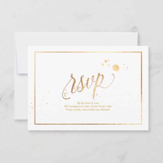 PixDezines RSVP Faux Gold venas Marble Confetti (Anverso)