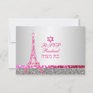 PixDezines rsvp faux purpurina eiffel/bat mitzvah