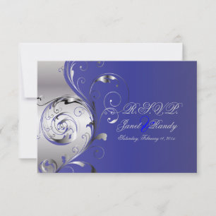 PixDezines rsvp Filigree+remolinos/plata+azul
