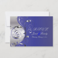 PixDezines rsvp Filigree+swirls/plata+azul