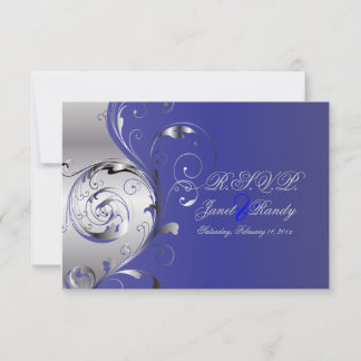 PixDezines rsvp Filigree+swirls/plata+azul
