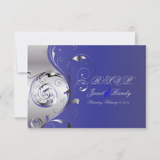 PixDezines rsvp Filigree+swirls/plata+azul (Anverso)
