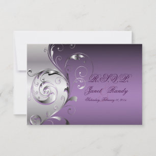 PixDezines rsvp Filigree+swirls/plata+lavanda