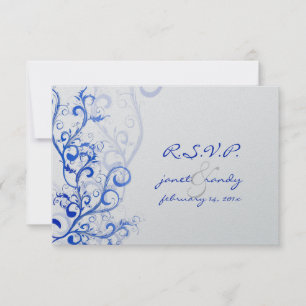 PixDezines rsvp Flourish/giradas hojas/azul