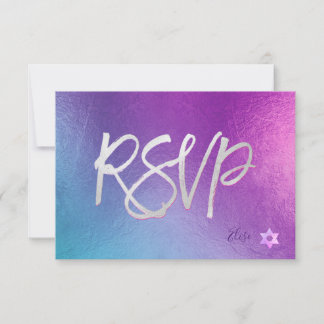 PixDezines RSVP H2 Ombre Púrpura+Bat Rosa Mitzvah